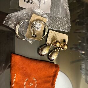 2 new Anthropologie Gold and Silver Drop Earrings